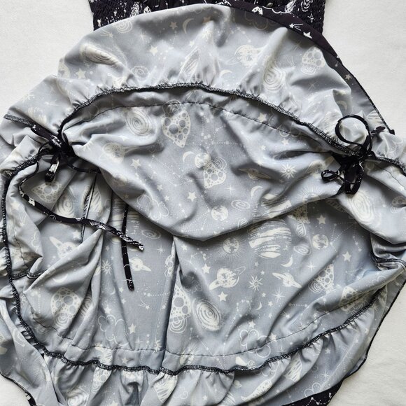 Scarlet Darkness Galaxy Print Dress Goth Steampunk Renaissance Festival Summer - Picture 6 of 13